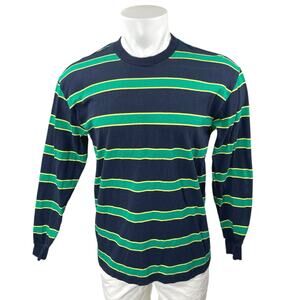 Aritzia Tna Men's Blue Green Striped Cotton Long Sleeve Tee T-Shirt Top Size XS